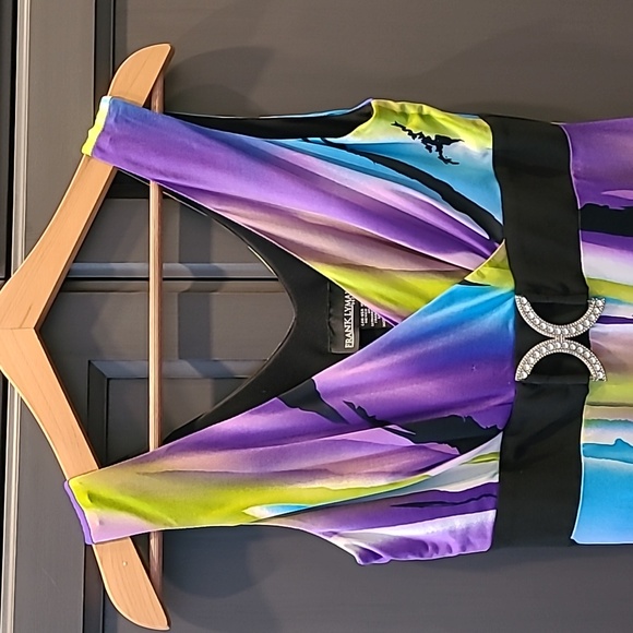 Never worn multicolored Frank Lyman size 10 water colour look sleeveless dress - Picture 3 of 9